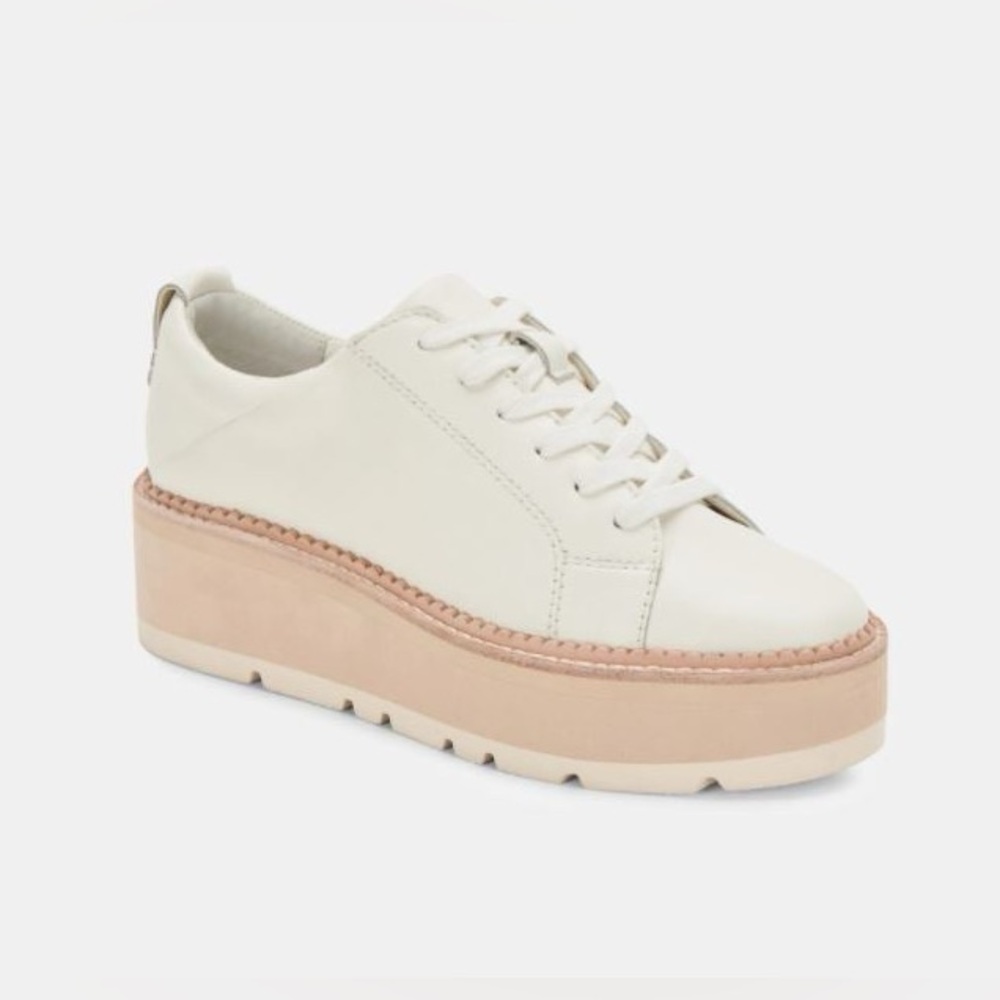 Women’s Cream Platform Lace-Up Sneakers